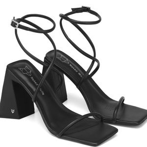 Naked Wolfe Vergie Black Leather Chunky Heel Size EU 40/US 9